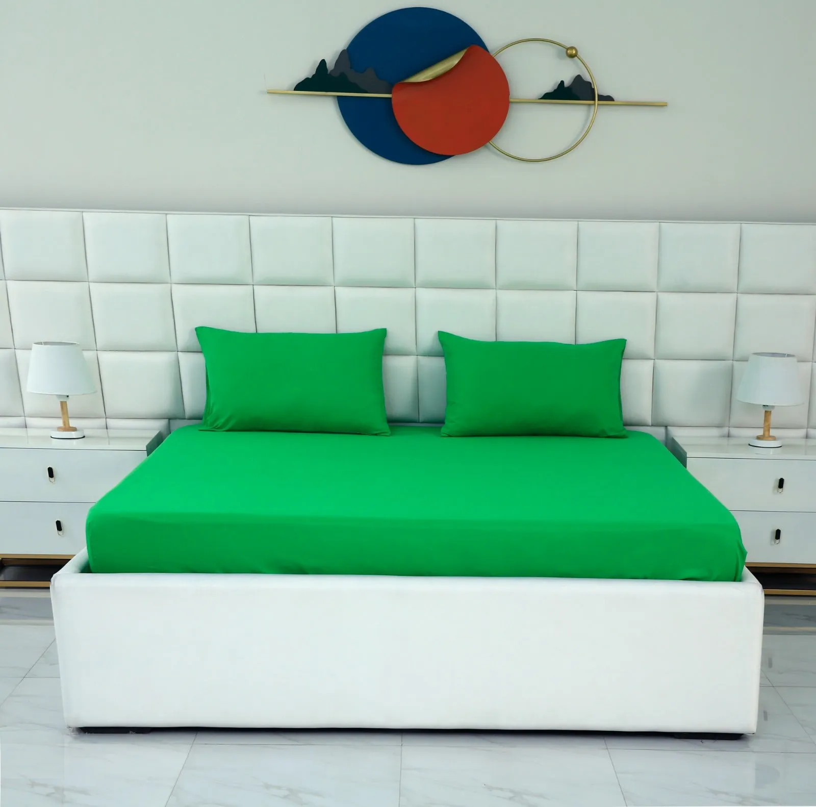 8 PCs Winter Comforter Set-15012Green Gold(With Dyed FittedSheet)