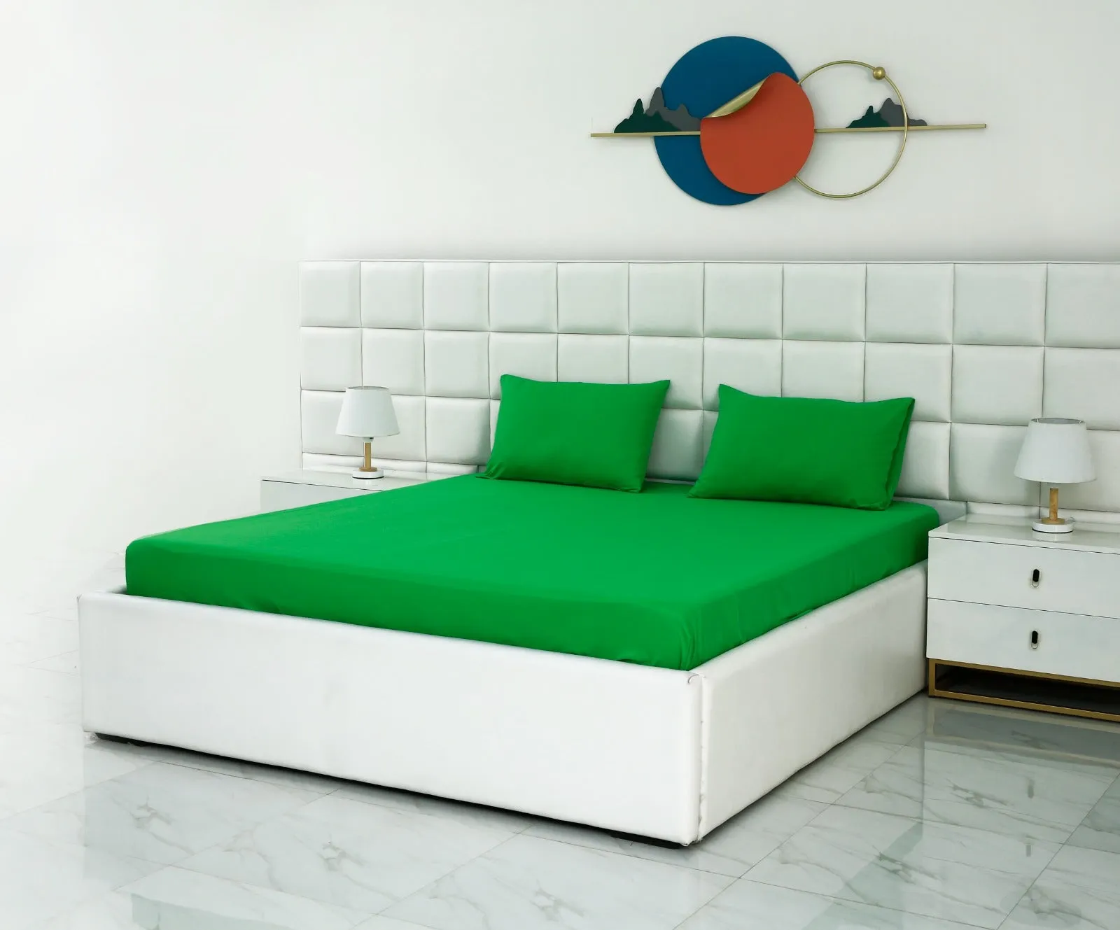 8 PCs Winter Comforter Set-15012Green Gold(With Dyed FittedSheet)