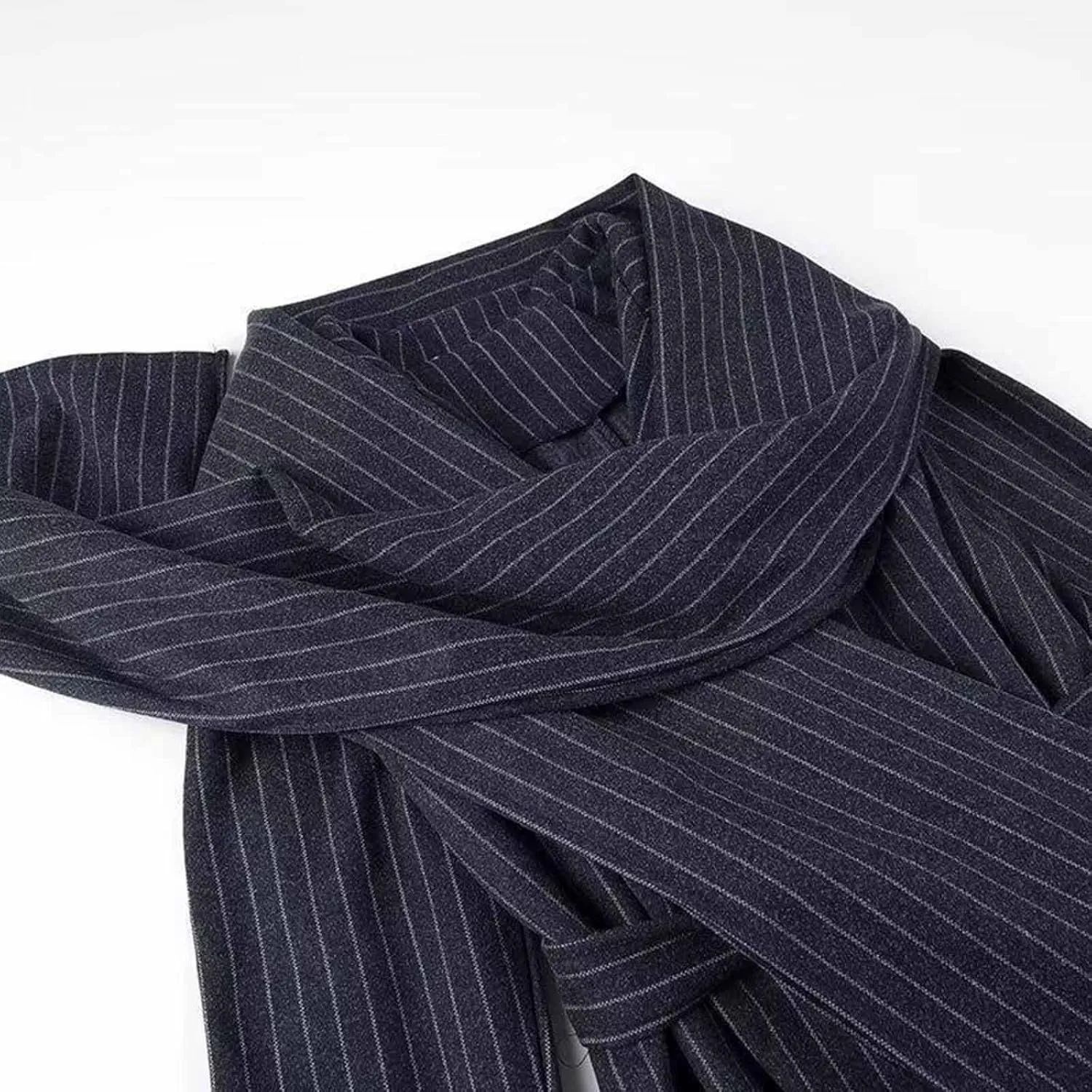 Akklian Winter Coats for Women Fashion Premium Striped Trench Coat with Scarf 2024 Casual Wool Blend Belted Jacket Outerwear