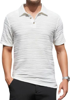 Alex Vando Mens Sweater Polo Long Sleeve Soft Knitted Jacquard Pullover Collared Sweater