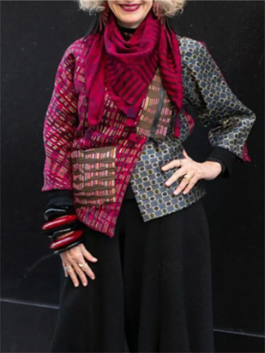 Autumn And Winter Retro Printed Women'S Jacket