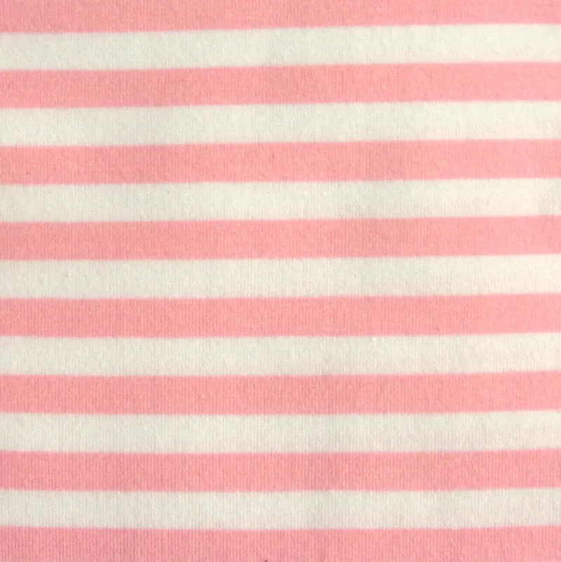 Bubblegum and White Stripe Cotton Lycra Knit Fabric