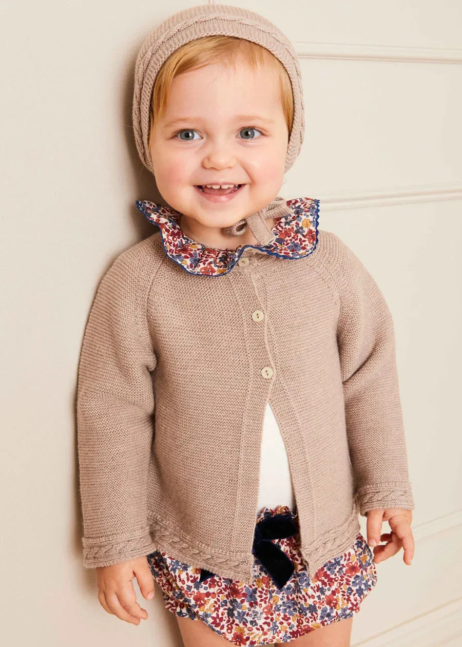 Cable Detail Cardigan in Beige (6mths-3yrs)