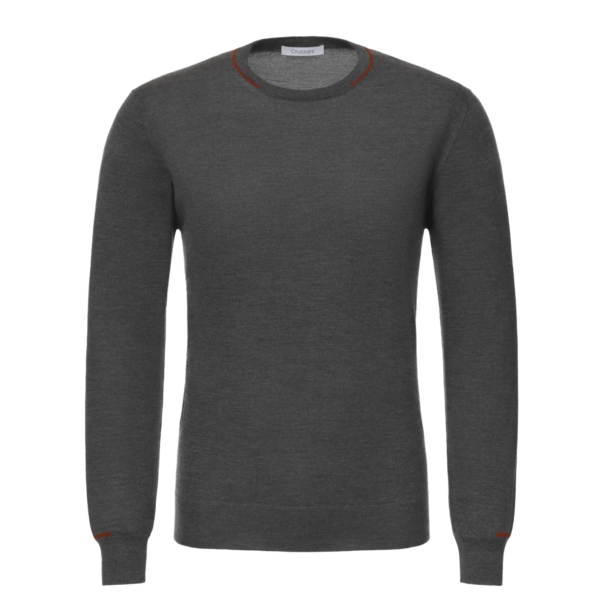 Cashmere Blend Sweater in Grey with Red Details