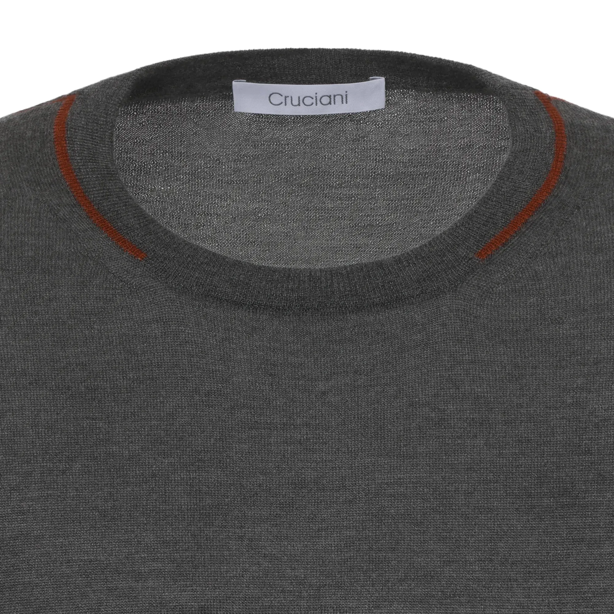 Cashmere Blend Sweater in Grey with Red Details