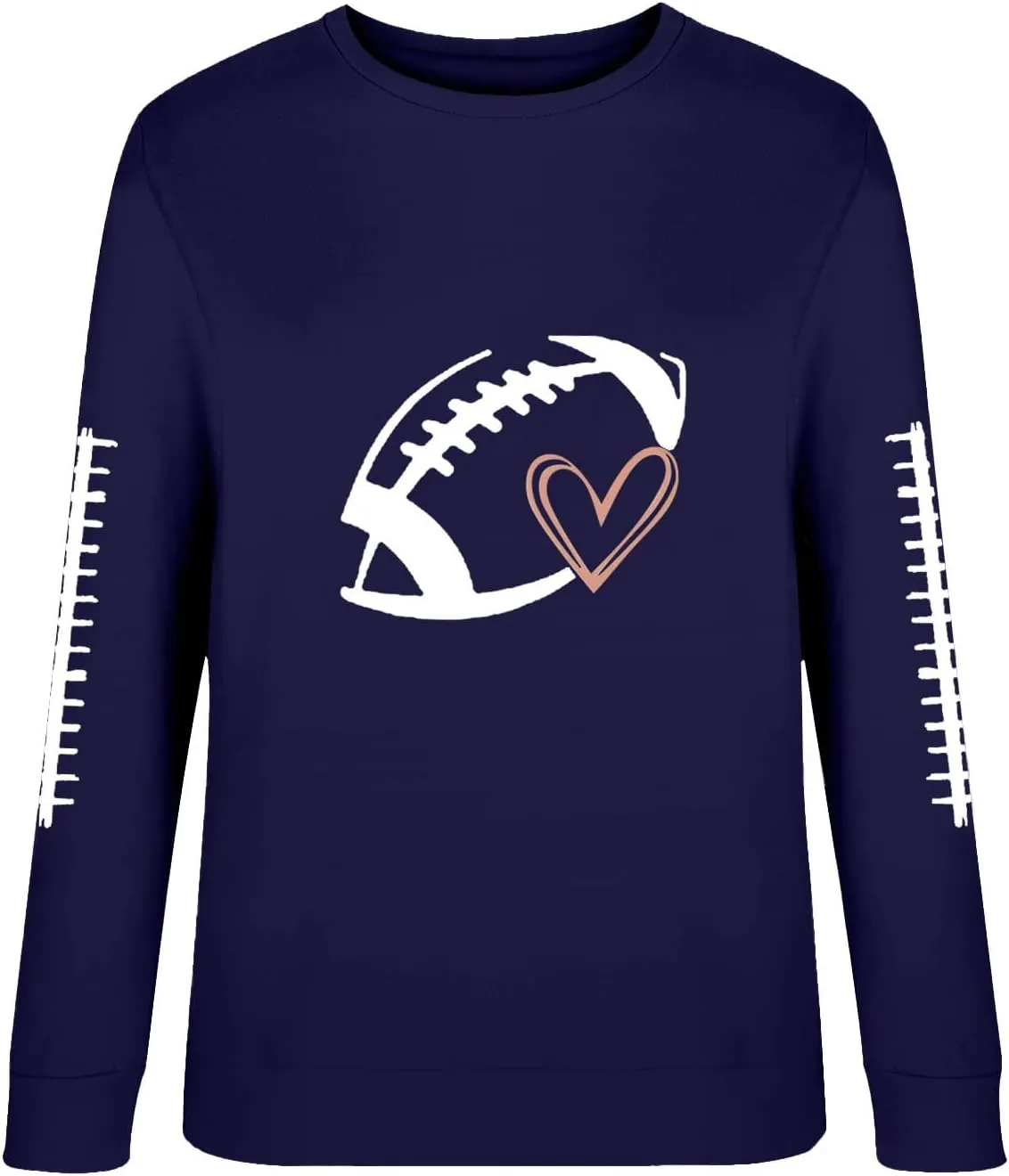 Casual Football Season Shirt Ladies' Round Neck Long Sleeved Printed Solid Long Sleeve Game Day