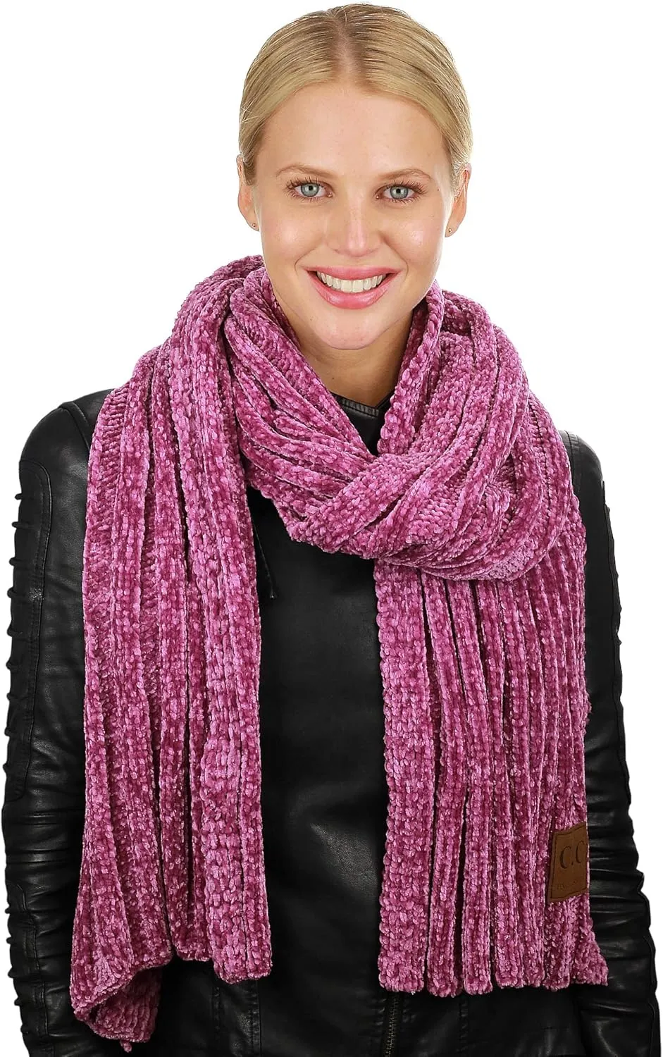 C.C Women's Ultra Soft Chenille Ribbed Thick Warm Knit Shawl Wrap Scarf