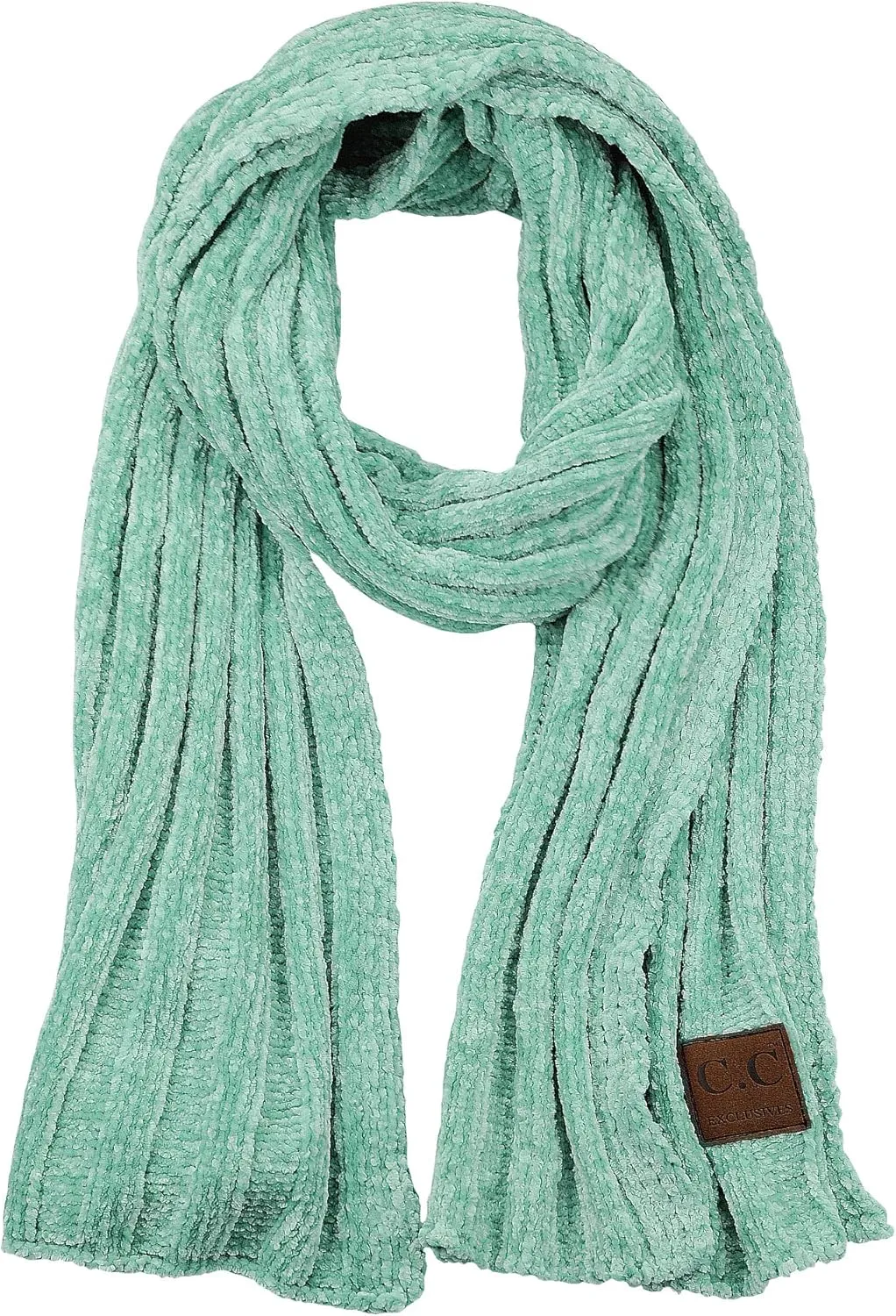 C.C Women's Ultra Soft Chenille Ribbed Thick Warm Knit Shawl Wrap Scarf
