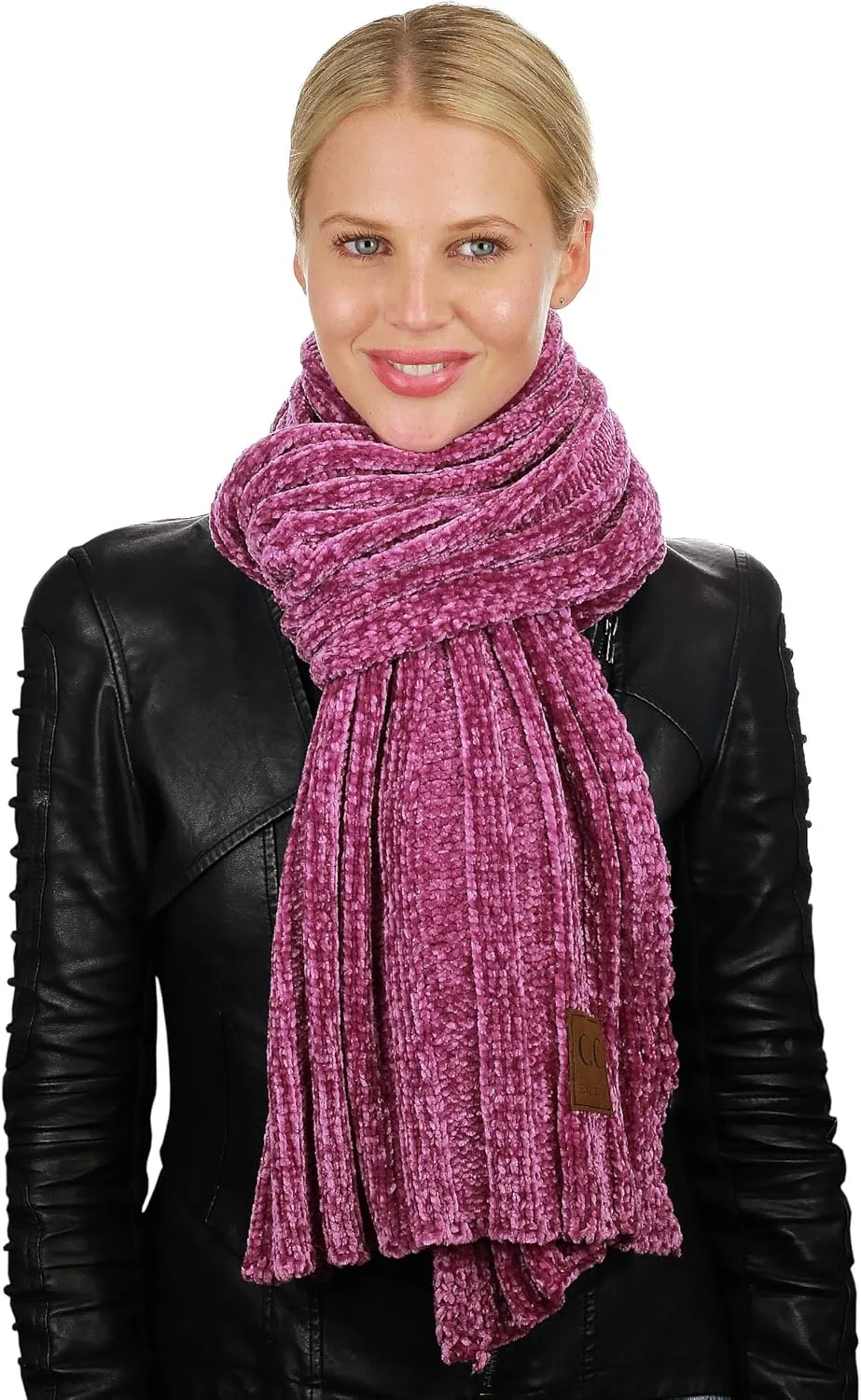 C.C Women's Ultra Soft Chenille Ribbed Thick Warm Knit Shawl Wrap Scarf