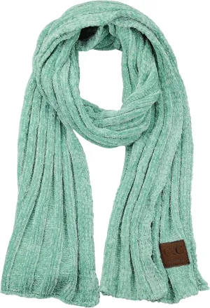 C.C Women's Ultra Soft Chenille Ribbed Thick Warm Knit Shawl Wrap Scarf
