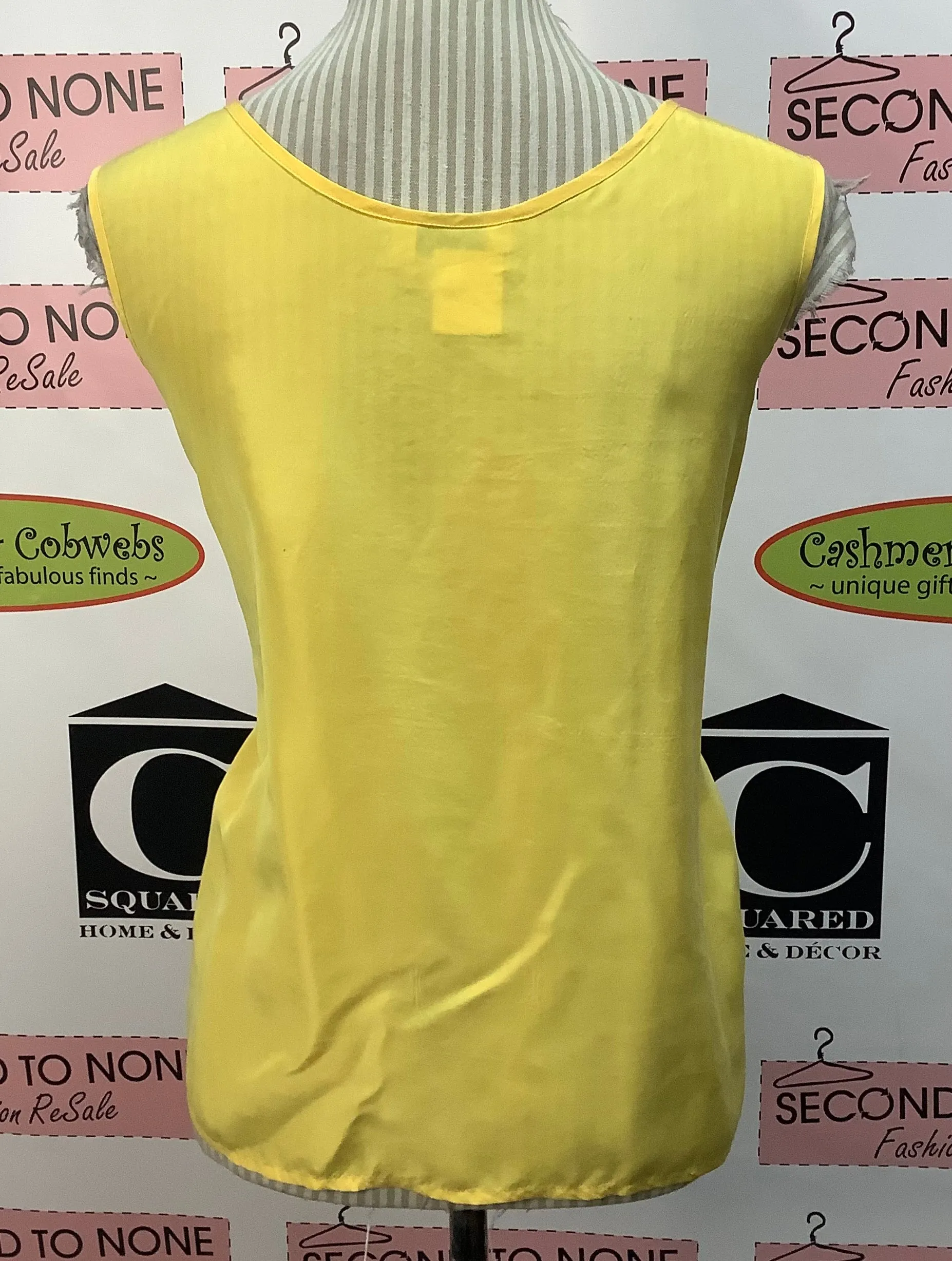 CHAGALL Yellow Silk Sleeveless Top (Size 16)