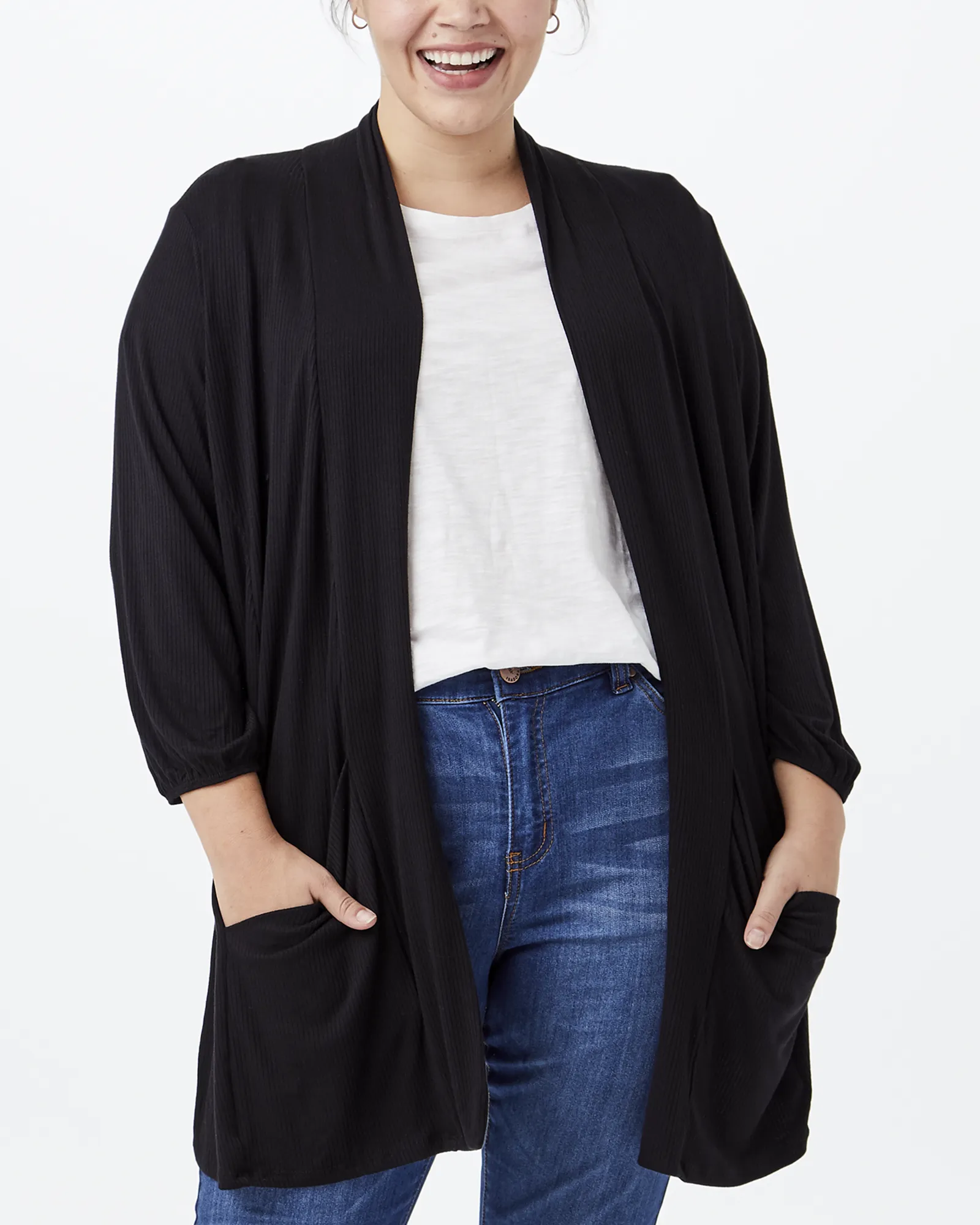 Cia 3/4 Sleeve Cardigan | Black