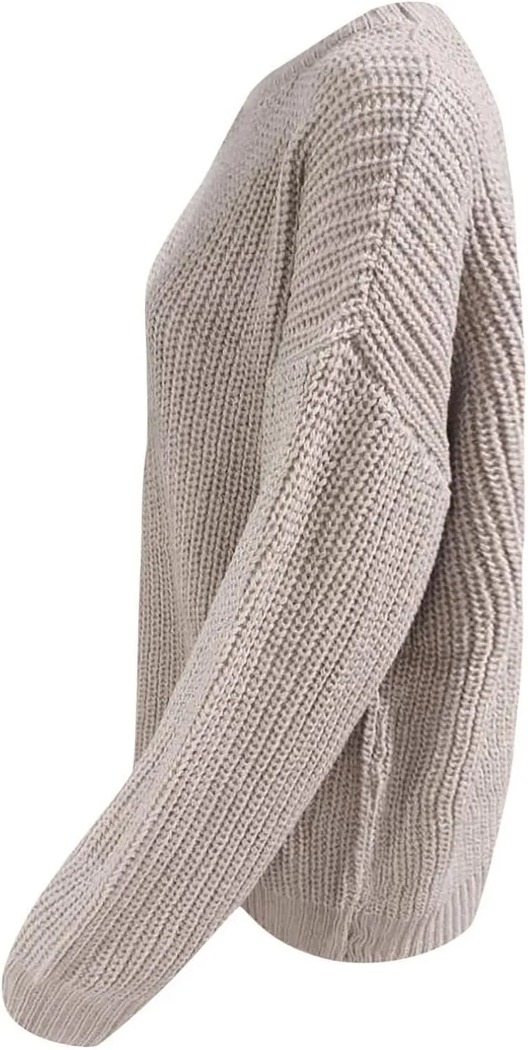 Crewneck Sweaters for Women Lightweight Striped Fall Knitted Color Block Pullover Soft Crew Neck Knit Blouse Tops