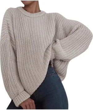 Crewneck Sweaters for Women Lightweight Striped Fall Knitted Color Block Pullover Soft Crew Neck Knit Blouse Tops