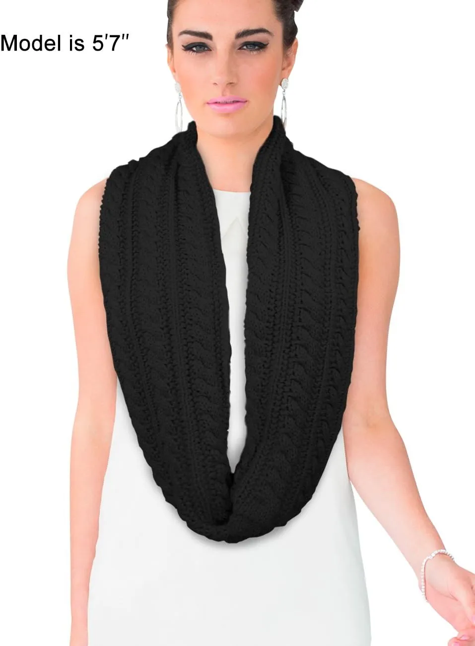 Dahlia Women's Thick Winter Cable Knit Infinity Scarf