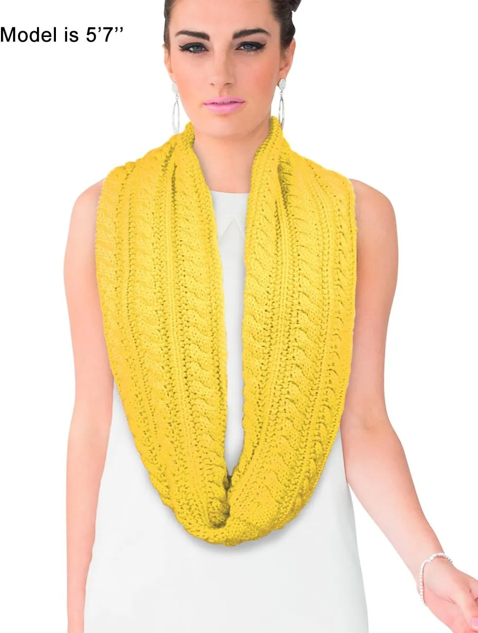 Dahlia Women's Thick Winter Cable Knit Infinity Scarf