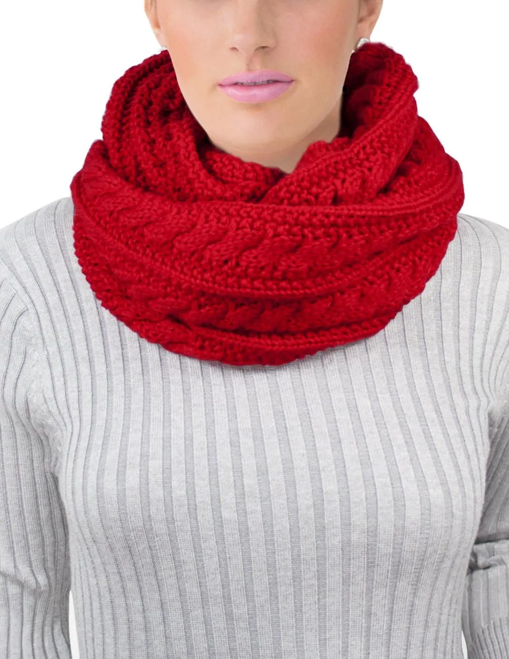 Dahlia Women's Thick Winter Cable Knit Infinity Scarf
