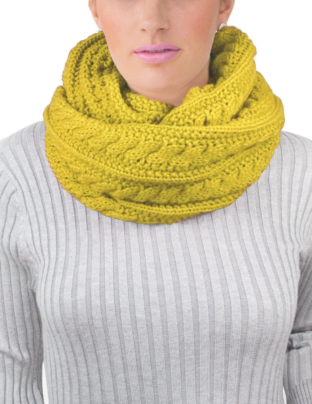Dahlia Women's Thick Winter Cable Knit Infinity Scarf