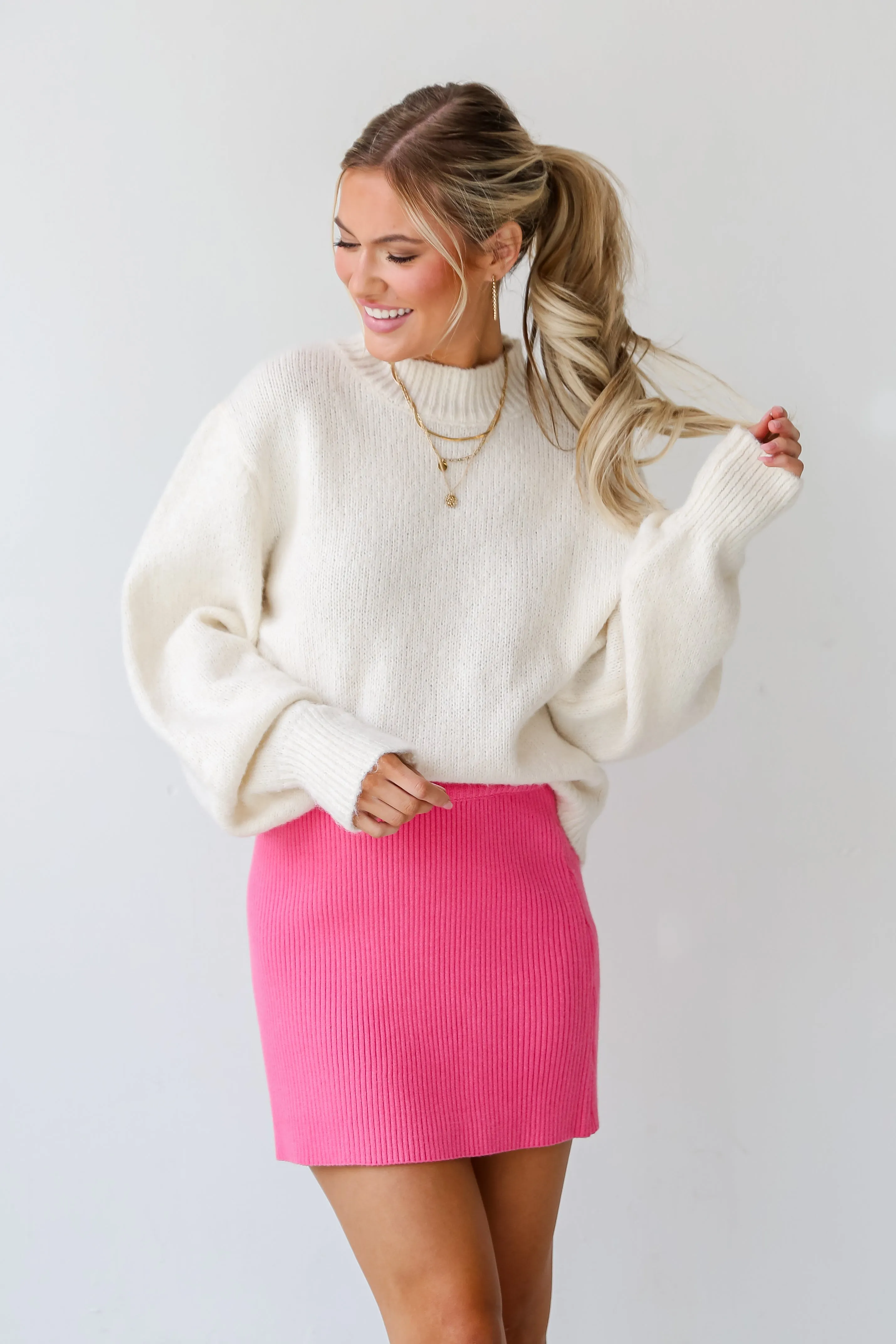 FINAL SALE - Sweet Design Pink Sweater Mini Skirt - DU DEAL