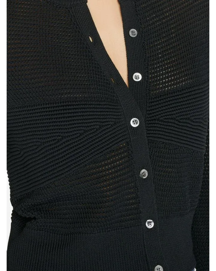Frame Mixed Stitch Shrunken Cardi