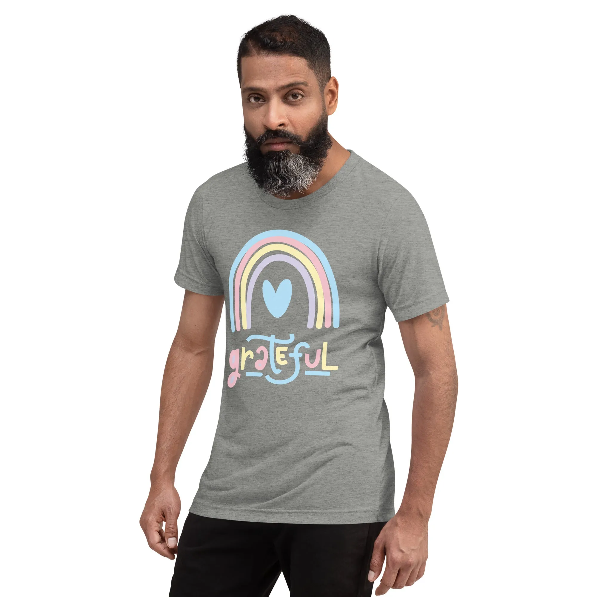 Grateful Rainbow - Short sleeve t-shirt, comfy, soft, fitted look