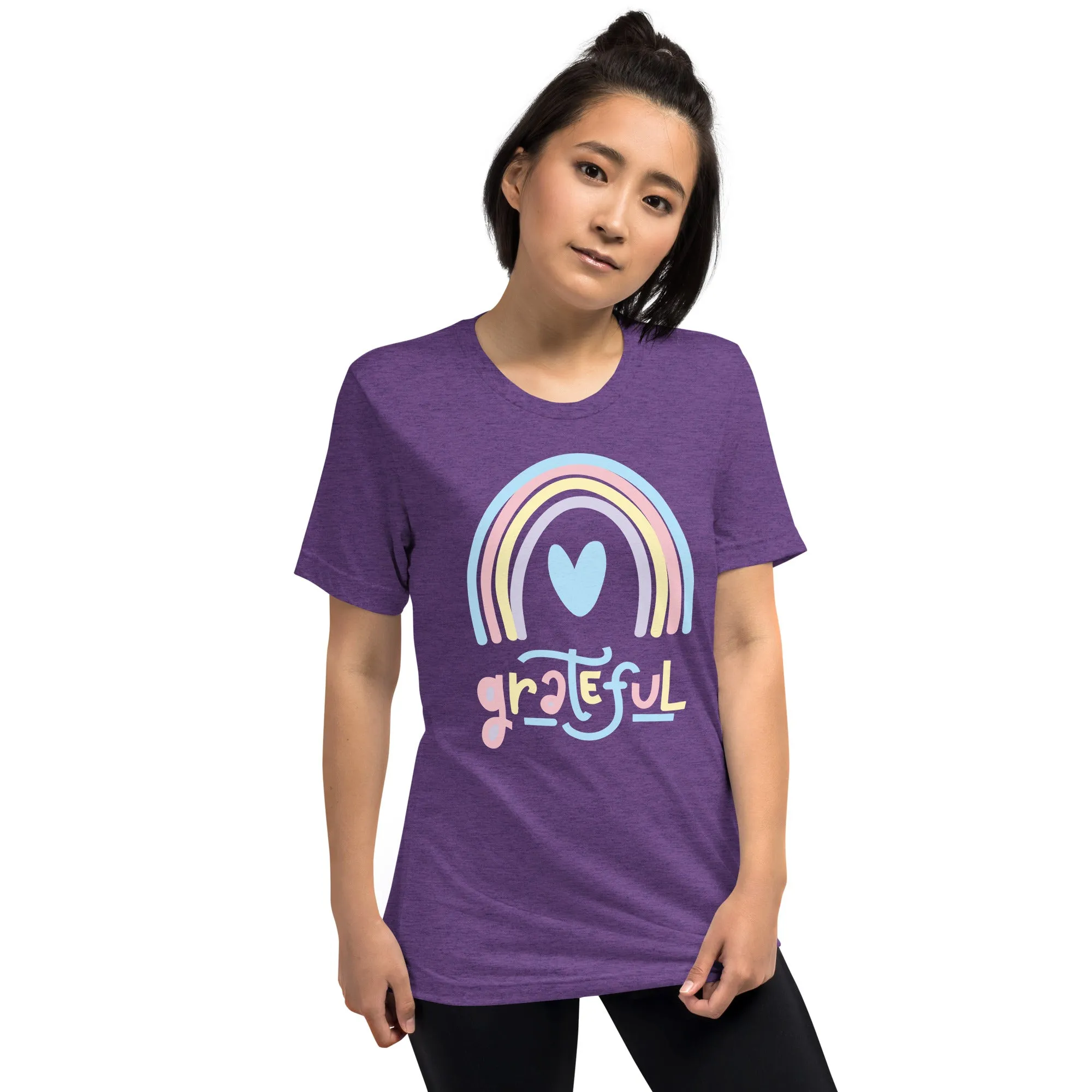 Grateful Rainbow - Short sleeve t-shirt, comfy, soft, fitted look