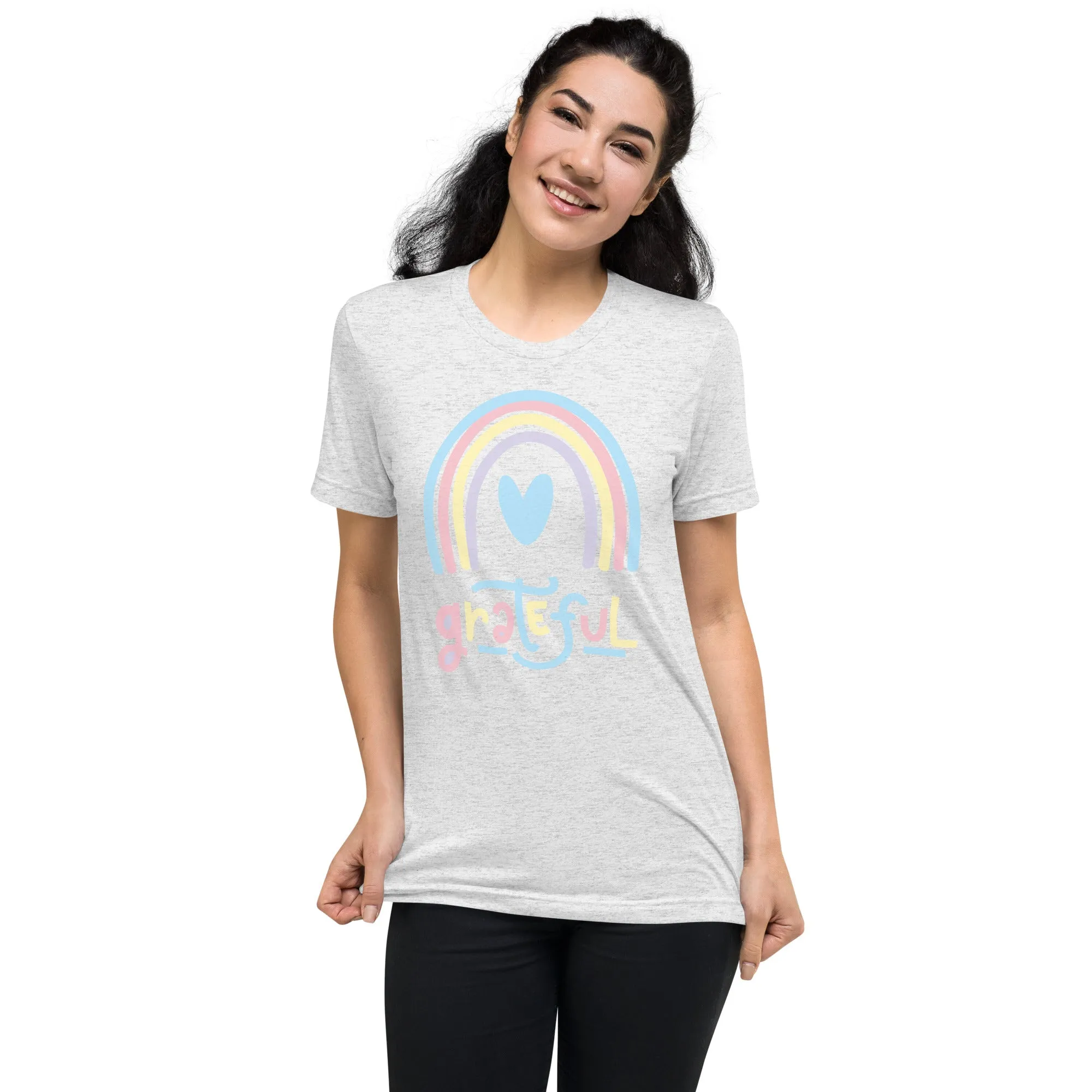 Grateful Rainbow - Short sleeve t-shirt, comfy, soft, fitted look