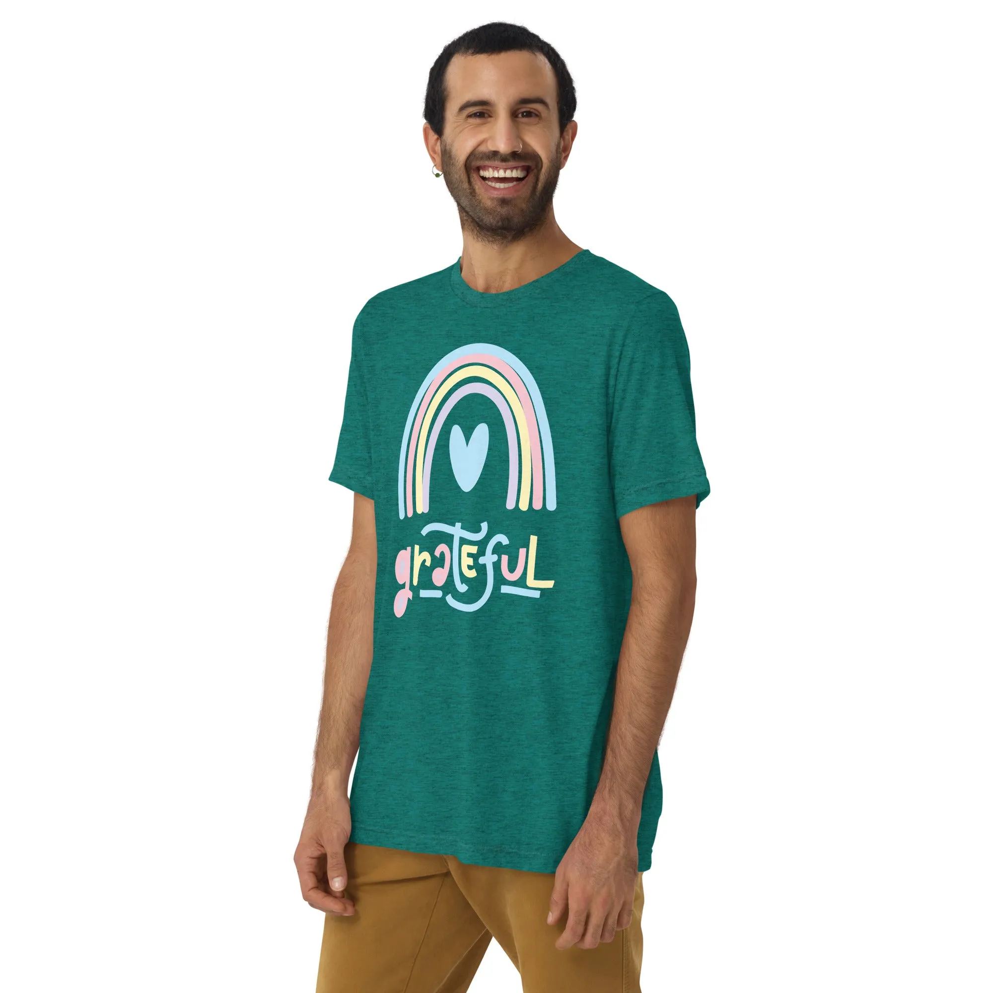 Grateful Rainbow - Short sleeve t-shirt, comfy, soft, fitted look