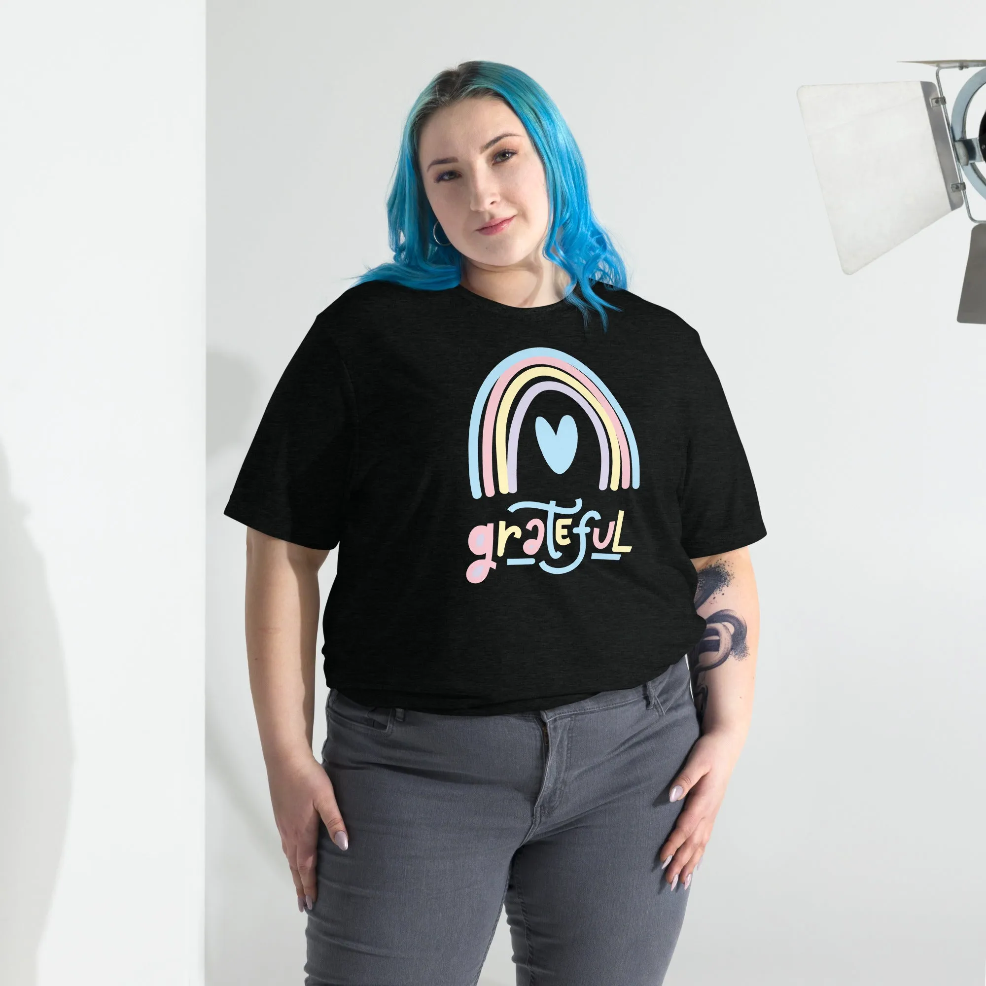 Grateful Rainbow - Short sleeve t-shirt, comfy, soft, fitted look