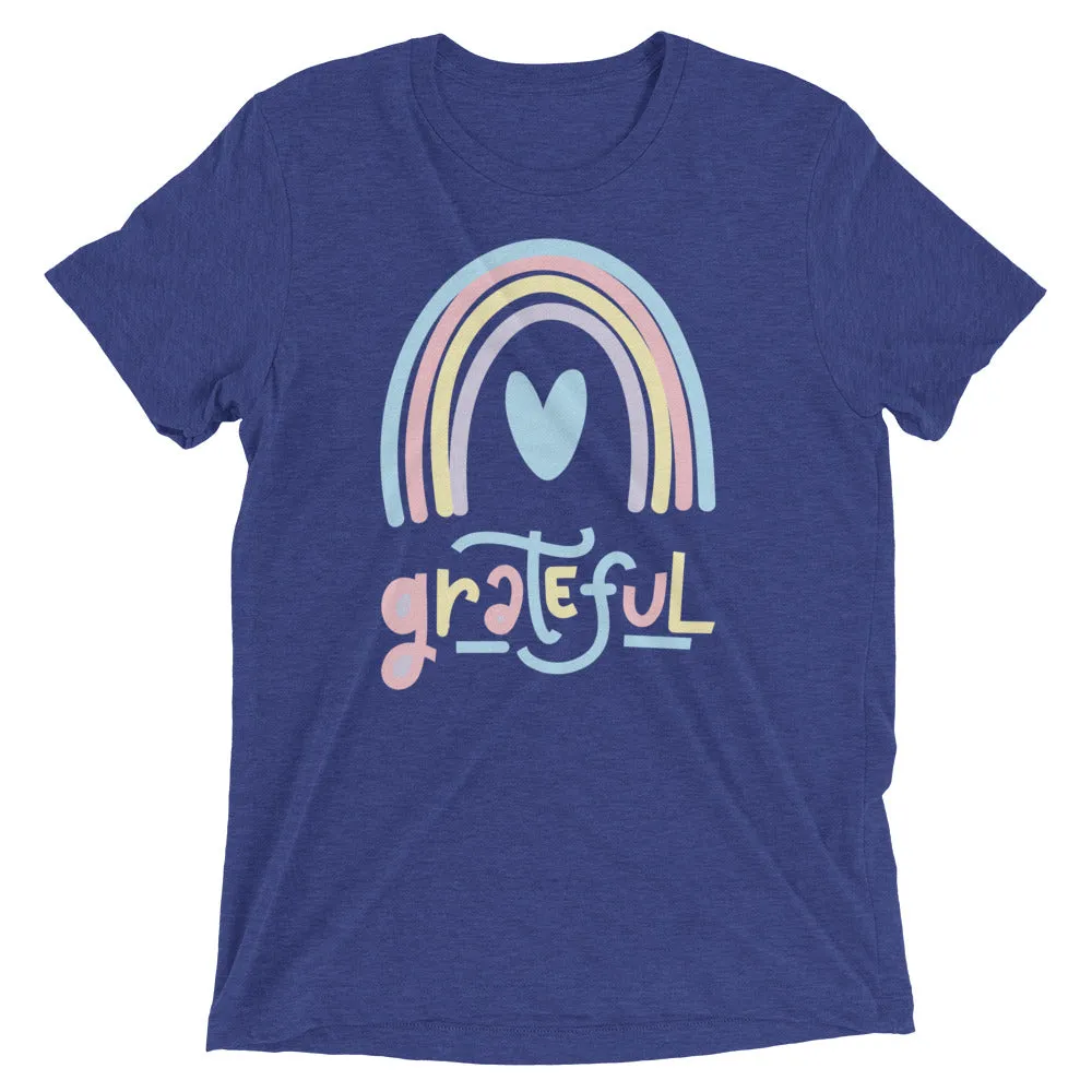 Grateful Rainbow - Short sleeve t-shirt, comfy, soft, fitted look