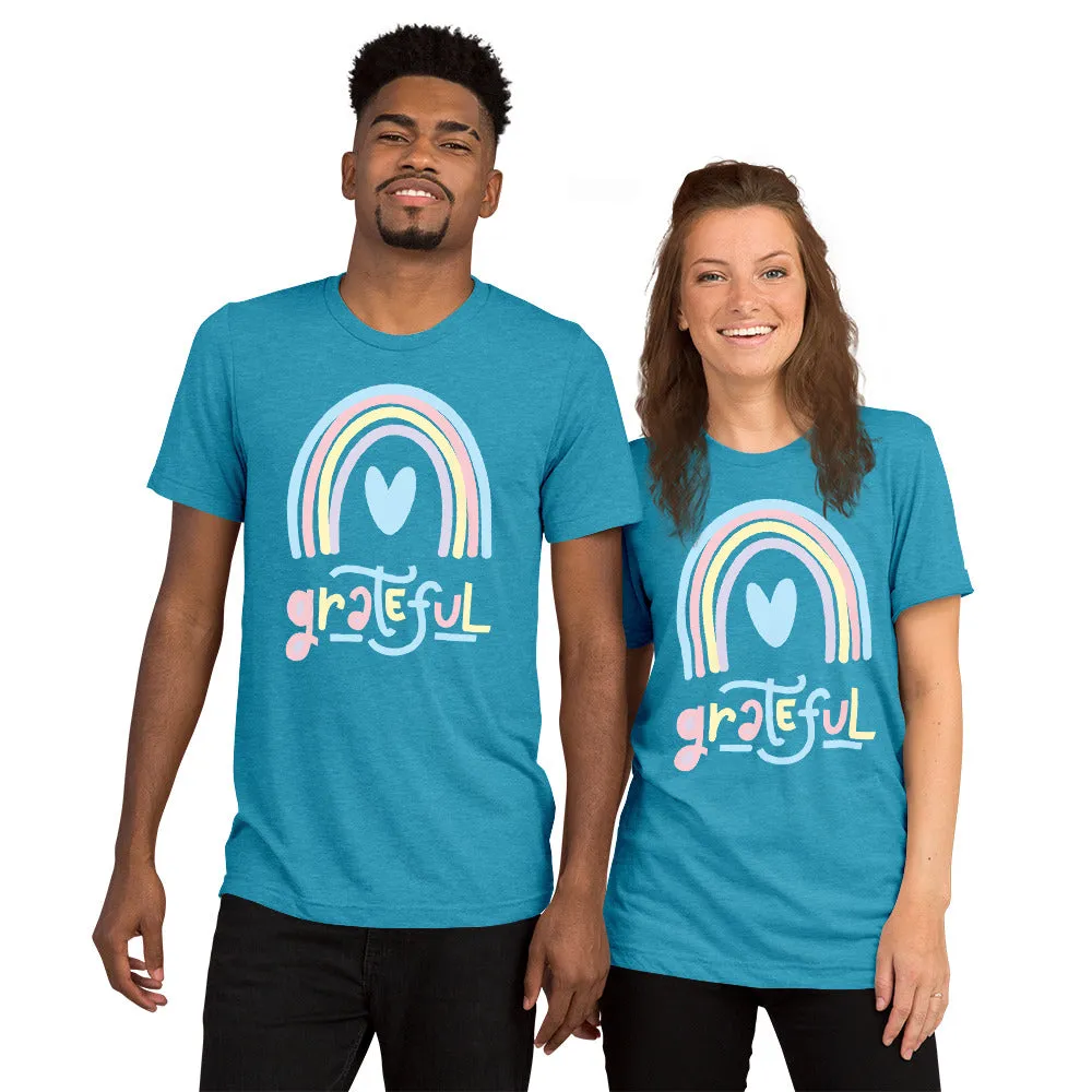 Grateful Rainbow - Short sleeve t-shirt, comfy, soft, fitted look