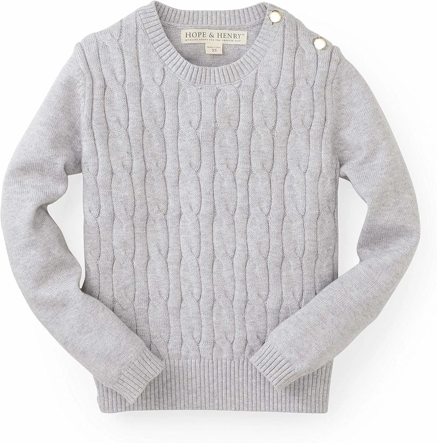 Hope & Henry Girls Cable Front Pullover Sweater