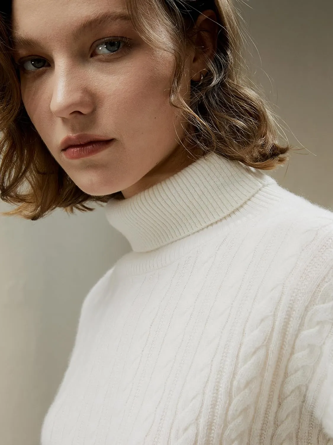 LilySilk Womens Sweater Drop-Shoulder 100% Cashmere Oversized Turtleneck Pullover Twisted for Fall & Winter Casual