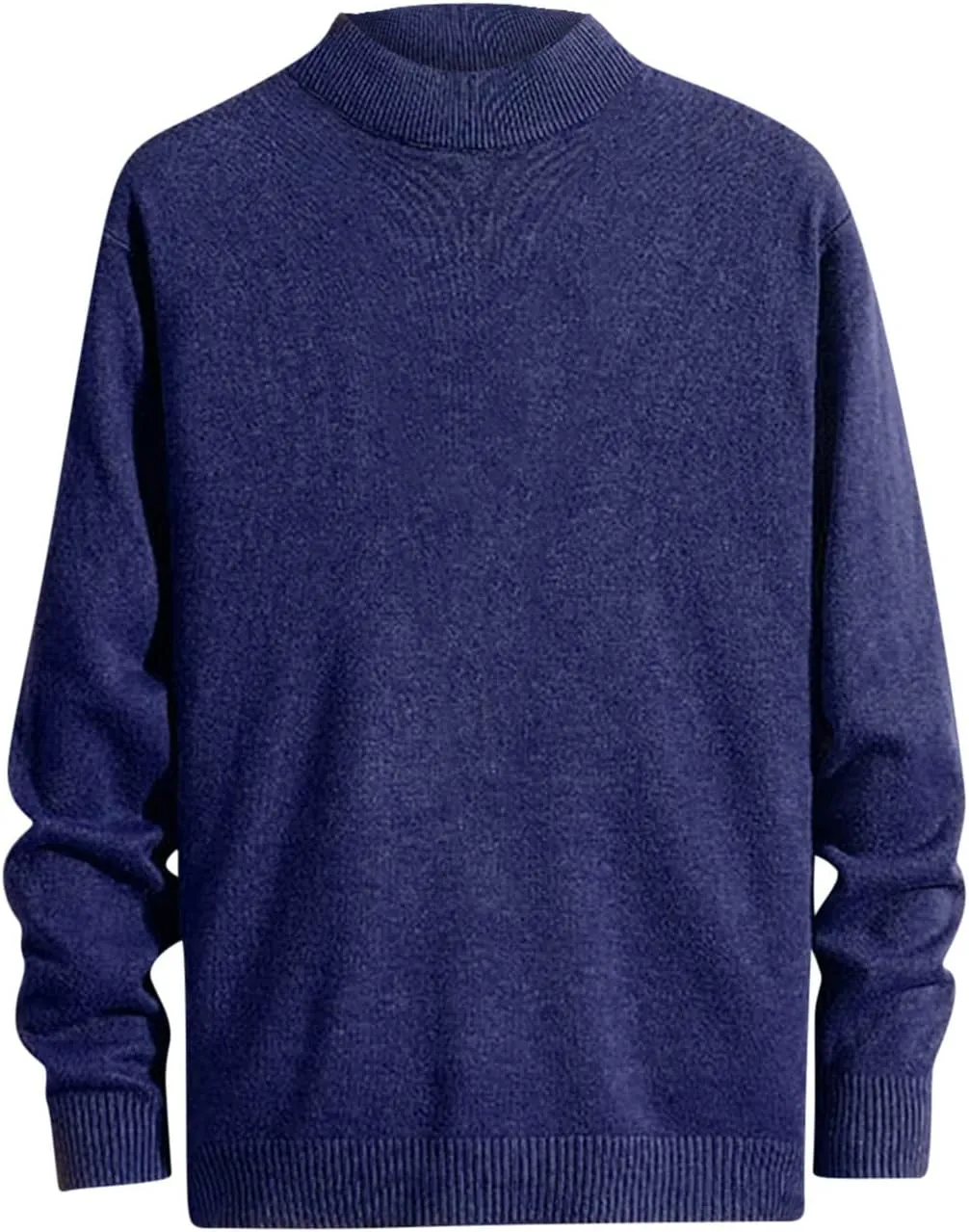 Men's Mock Turtleneck Knit Sweater Long Sleeve Pullover Sweaters Round Neck Knit Sweater Korean Slim Base Sweater