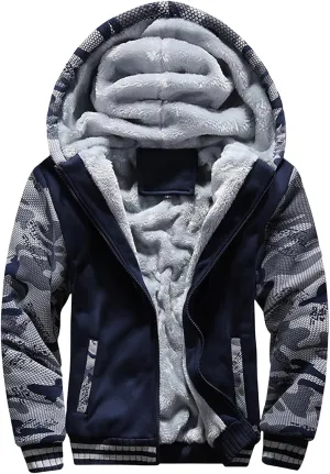 Men's Sherpa Hoodie Jacket Fleece Lined Zip Up Soft Casual Thicken Sweatshirt Full Zipper Sweaters Warm Winter Coat