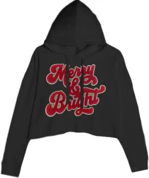 Merry & Bright Chenille Glitter Cropped Fleece Hoodie, Soft & Cozy Fabric, Trendy Fit, Stylish Pullover