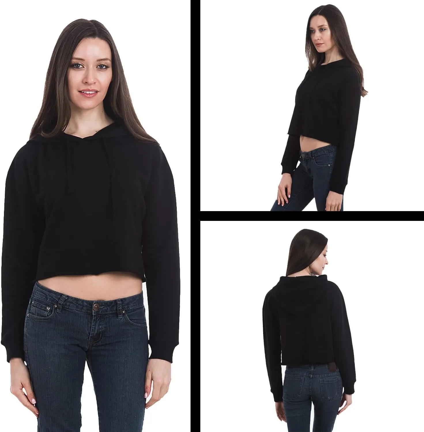 Merry & Bright Chenille Glitter Cropped Fleece Hoodie, Soft & Cozy Fabric, Trendy Fit, Stylish Pullover