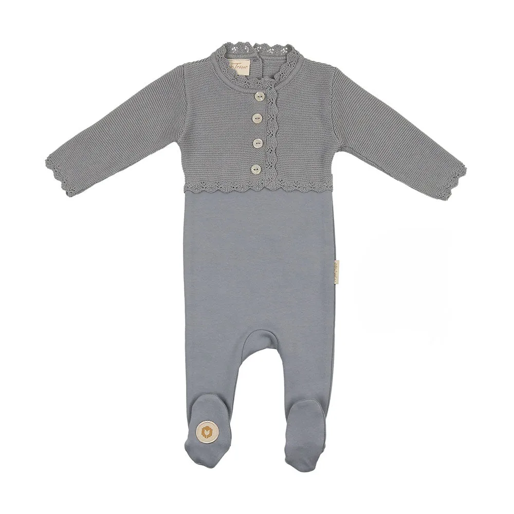 Mock-Cardigan Footie