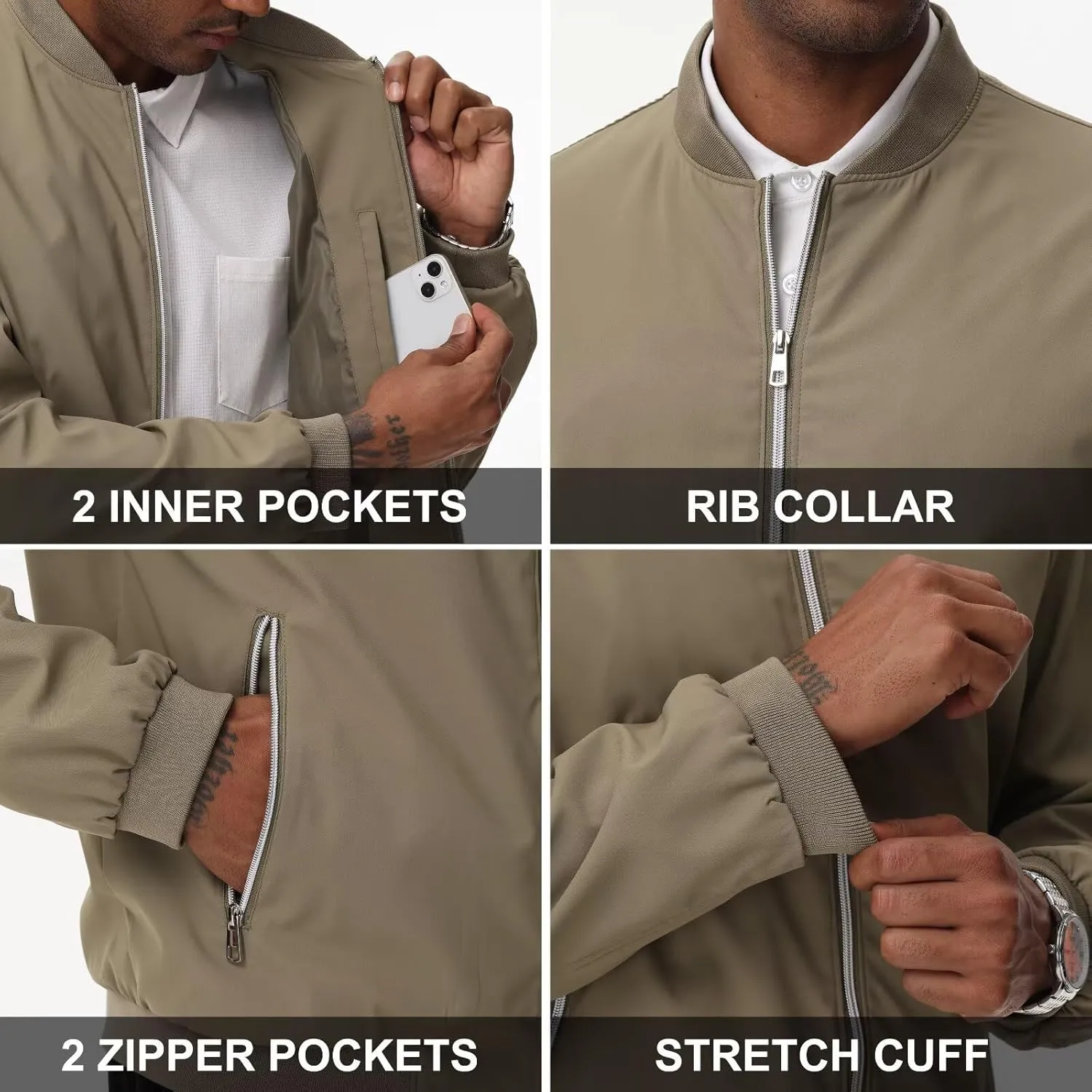 QPNGRP Men's Bright Zipper Windbreaker Softshell Lightweight Jacket