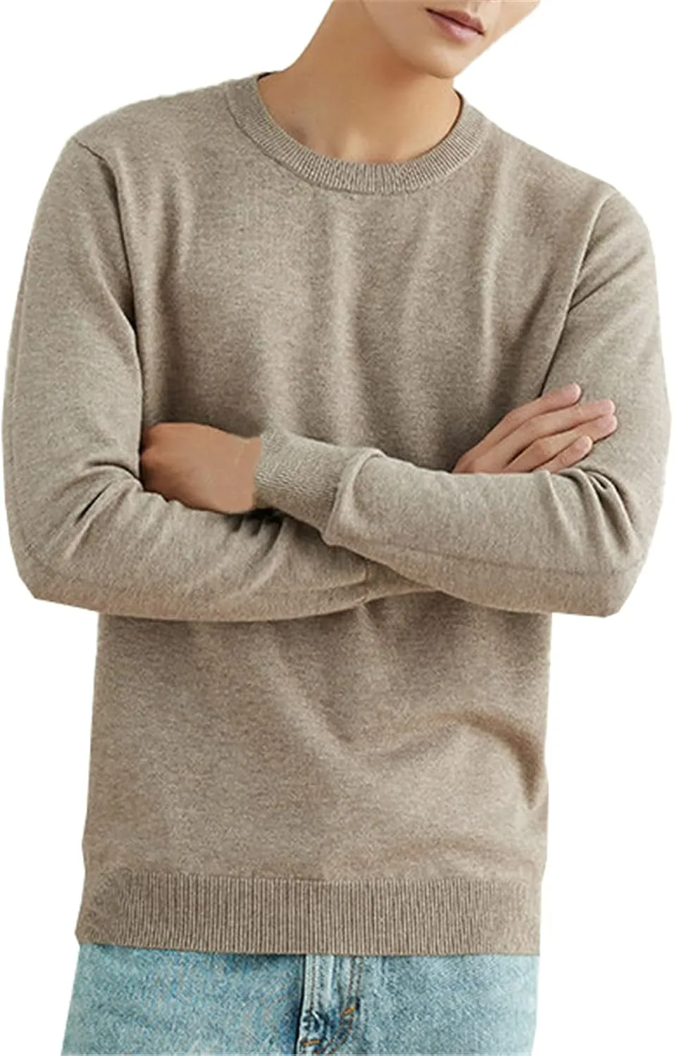 QZH.DUAO Men's Casual Knitted V Neck/Crew Neck Long-Sleeve Pullover Sweaters