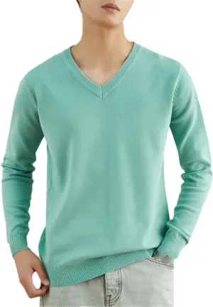 QZH.DUAO Men's Casual Knitted V Neck/Crew Neck Long-Sleeve Pullover Sweaters