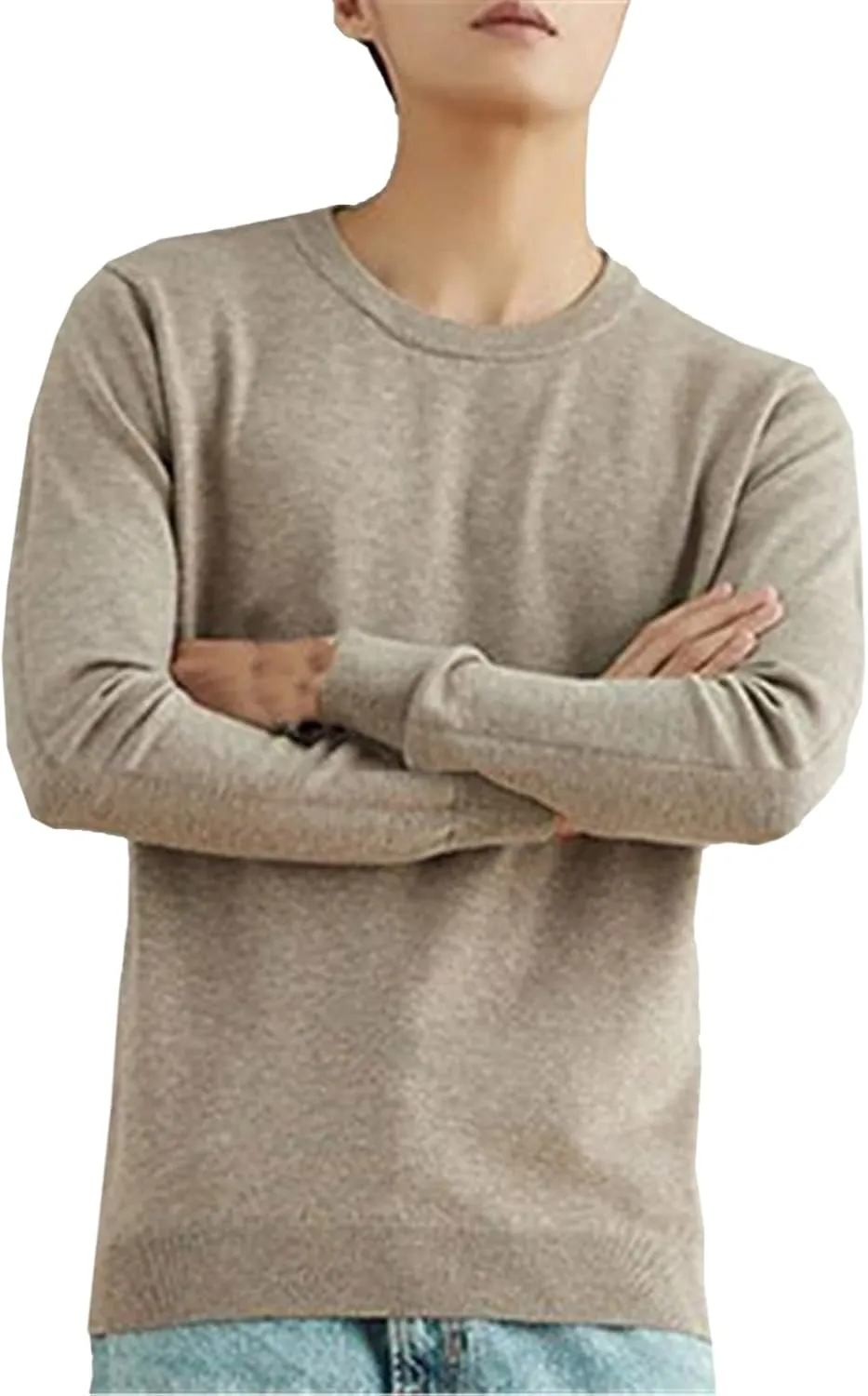 QZH.DUAO Men's Casual Knitted V Neck/Crew Neck Long-Sleeve Pullover Sweaters