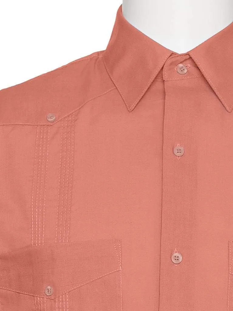 Short Sleeve Guayabera Shirt - for Men Cuban Linen Look