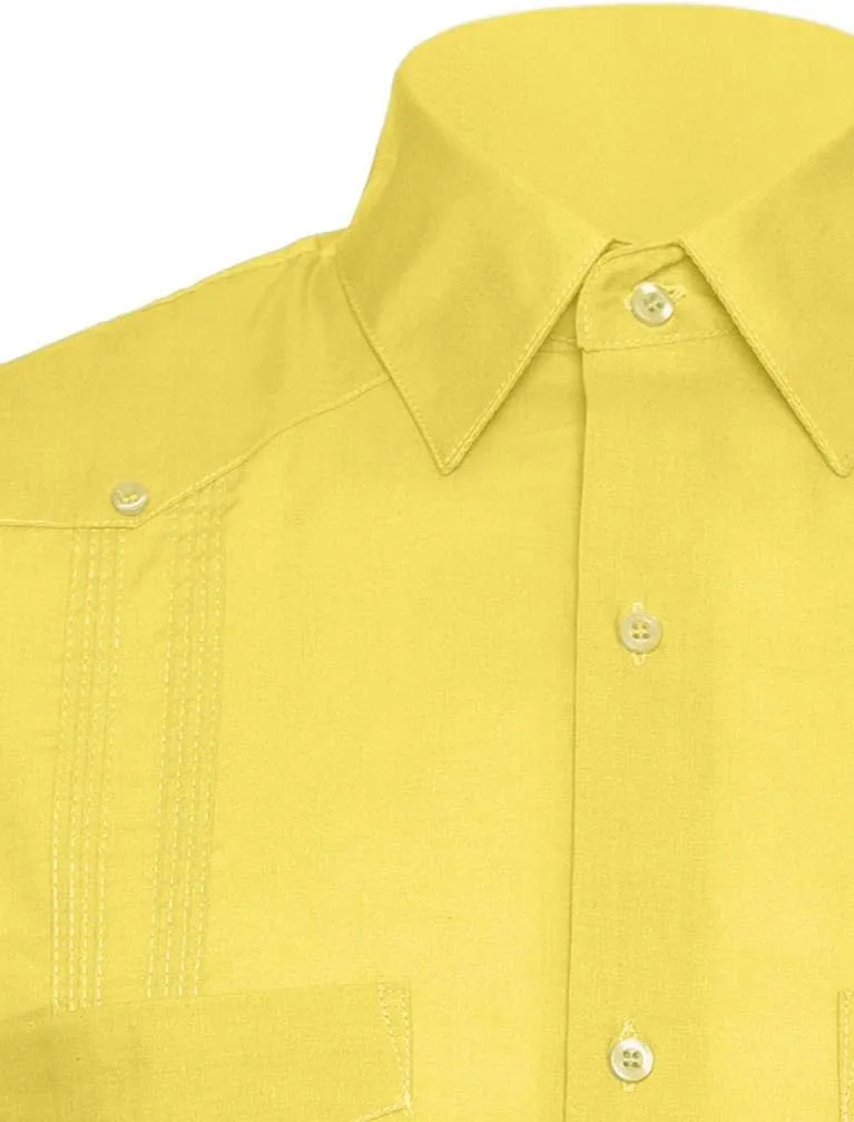 Short Sleeve Guayabera Shirt - for Men Cuban Linen Look