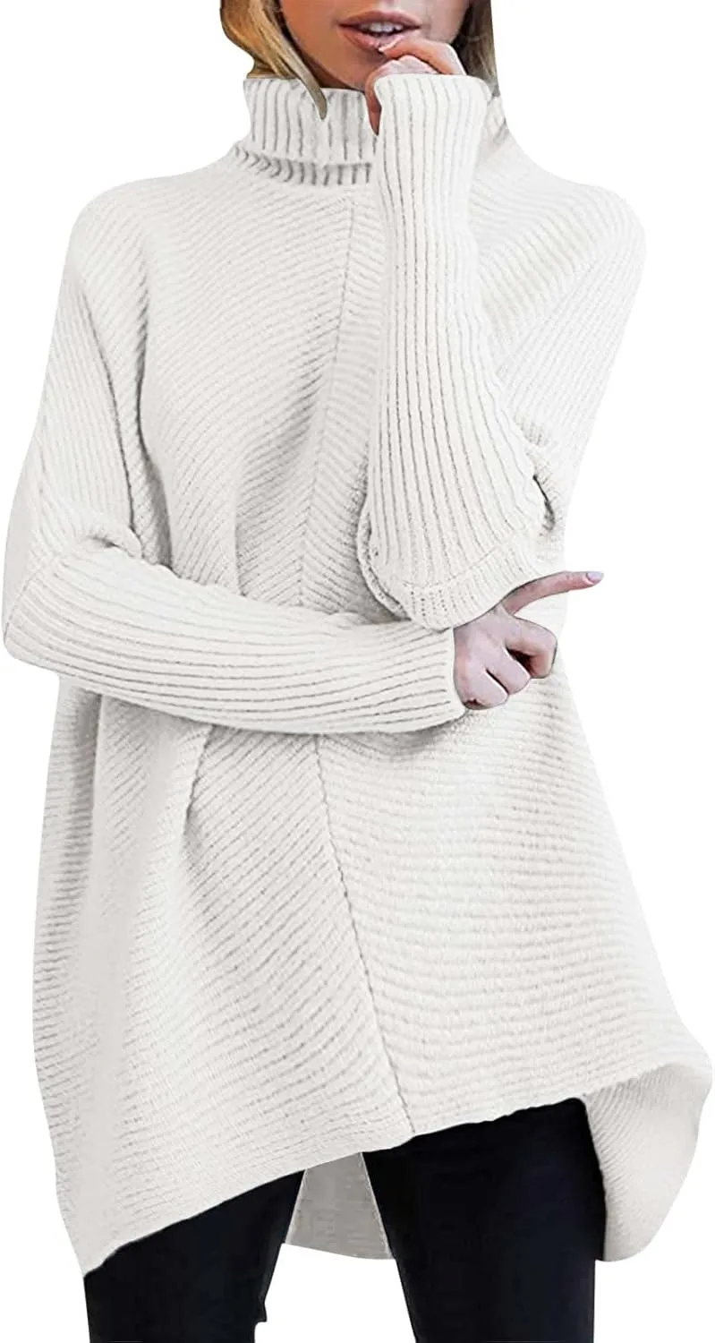 Sweaters Womens Oversized Turtleneck Batwing Long Sleeve Casual Cozy Baggy Knit Pullover Tunic Sweater 2024 Fall Outfits