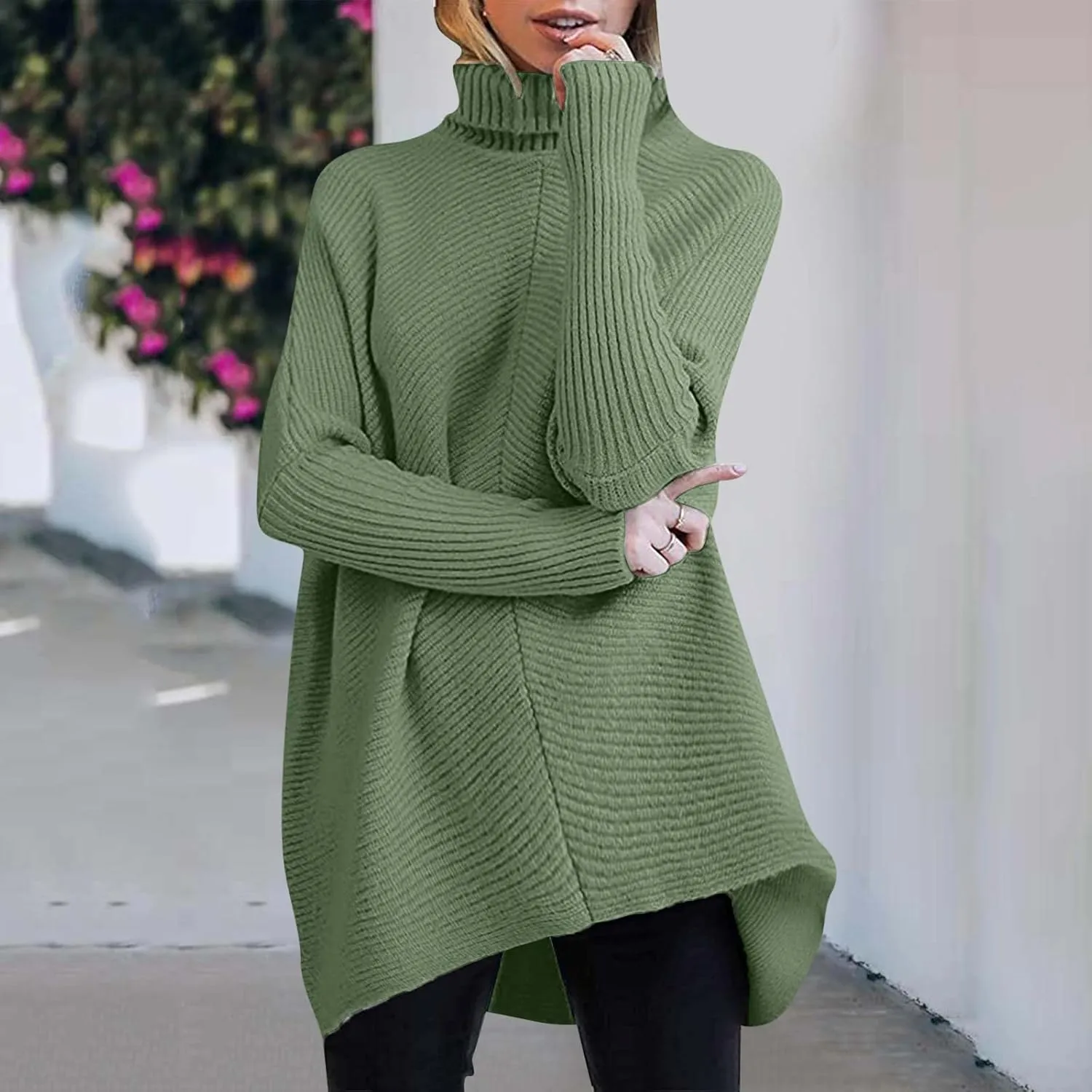 Sweaters Womens Oversized Turtleneck Batwing Long Sleeve Casual Cozy Baggy Knit Pullover Tunic Sweater 2024 Fall Outfits