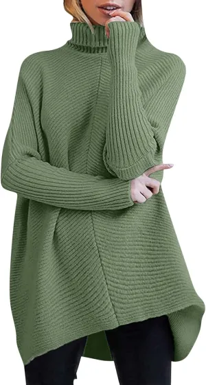 Sweaters Womens Oversized Turtleneck Batwing Long Sleeve Casual Cozy Baggy Knit Pullover Tunic Sweater 2024 Fall Outfits