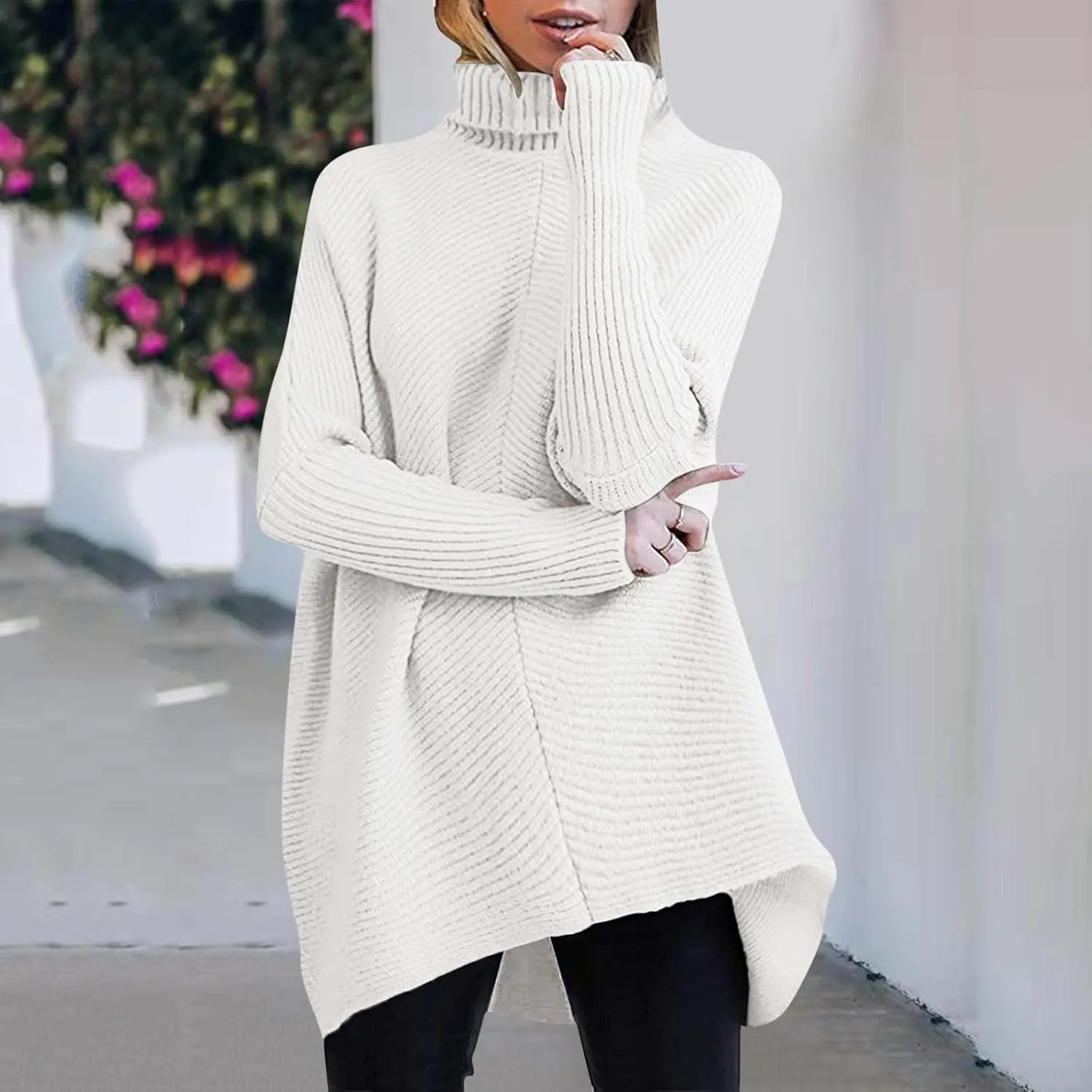 Sweaters Womens Oversized Turtleneck Batwing Long Sleeve Casual Cozy Baggy Knit Pullover Tunic Sweater 2024 Fall Outfits