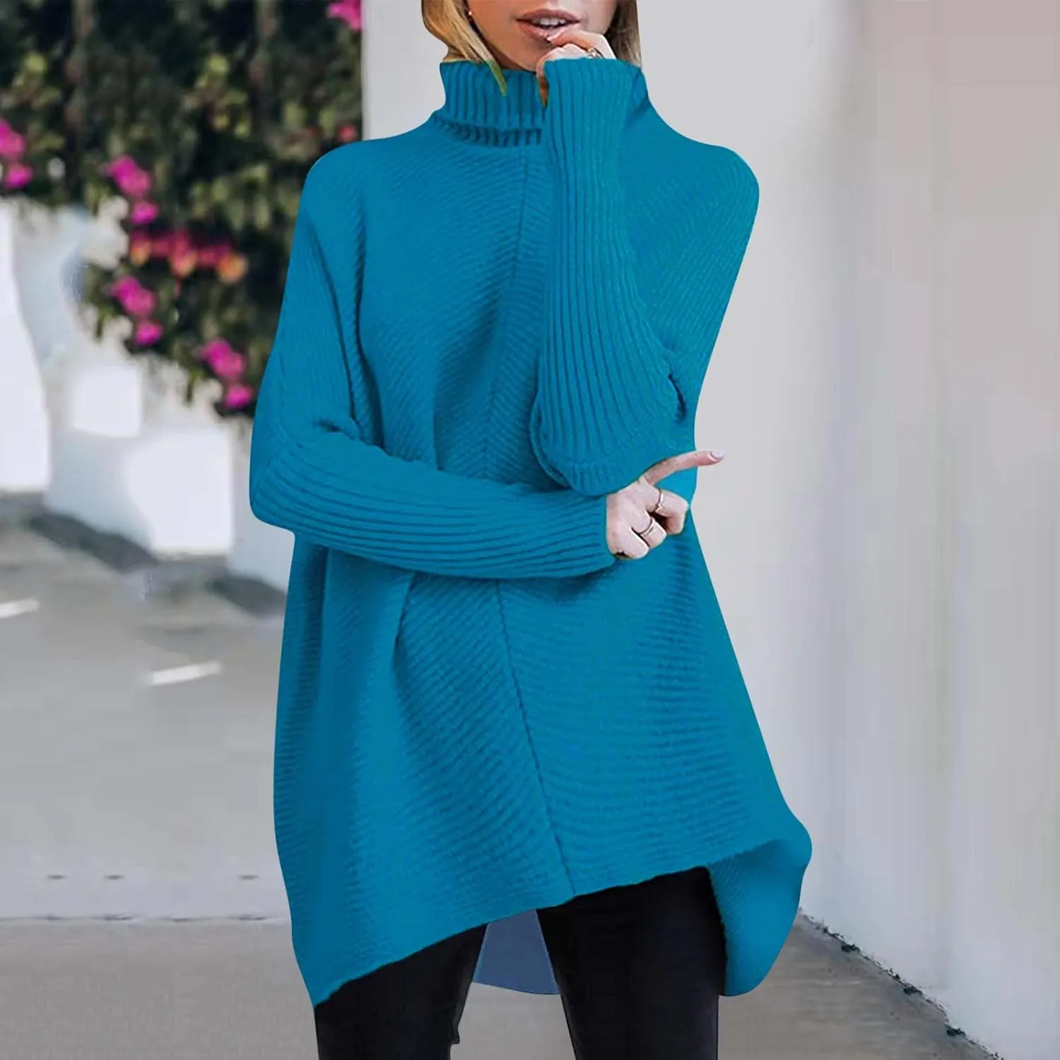 Sweaters Womens Oversized Turtleneck Batwing Long Sleeve Casual Cozy Baggy Knit Pullover Tunic Sweater 2024 Fall Outfits