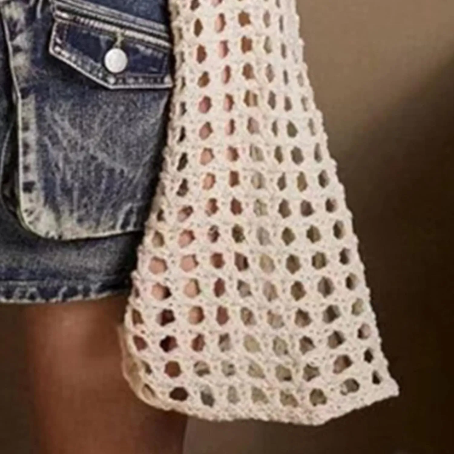 Sweaters,Women Grunge-Crochet Knit See Through Crop Tops Up Shrug Long Sleeve Neck Casual Cropped Smock Top Blouse